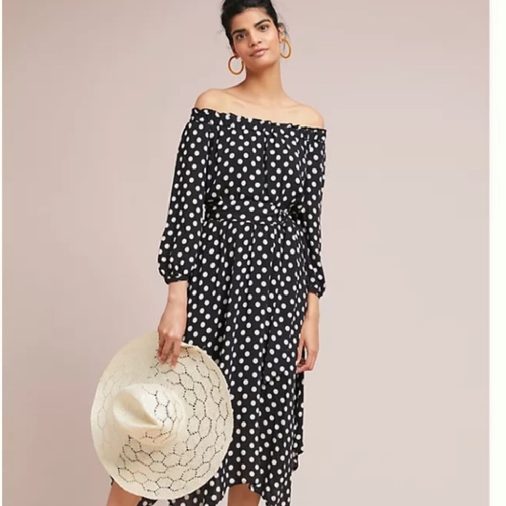 Maeve Gerti Midi Polka Dot dress Anthropologie